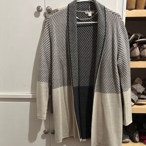 Cato Black and Cream Open Front Cardigan